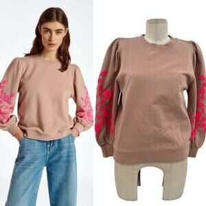 Essentiel Antwerp Bayles Sweatshirt Embroidered Beaded‎ Vintage Pink Size 0 US 2